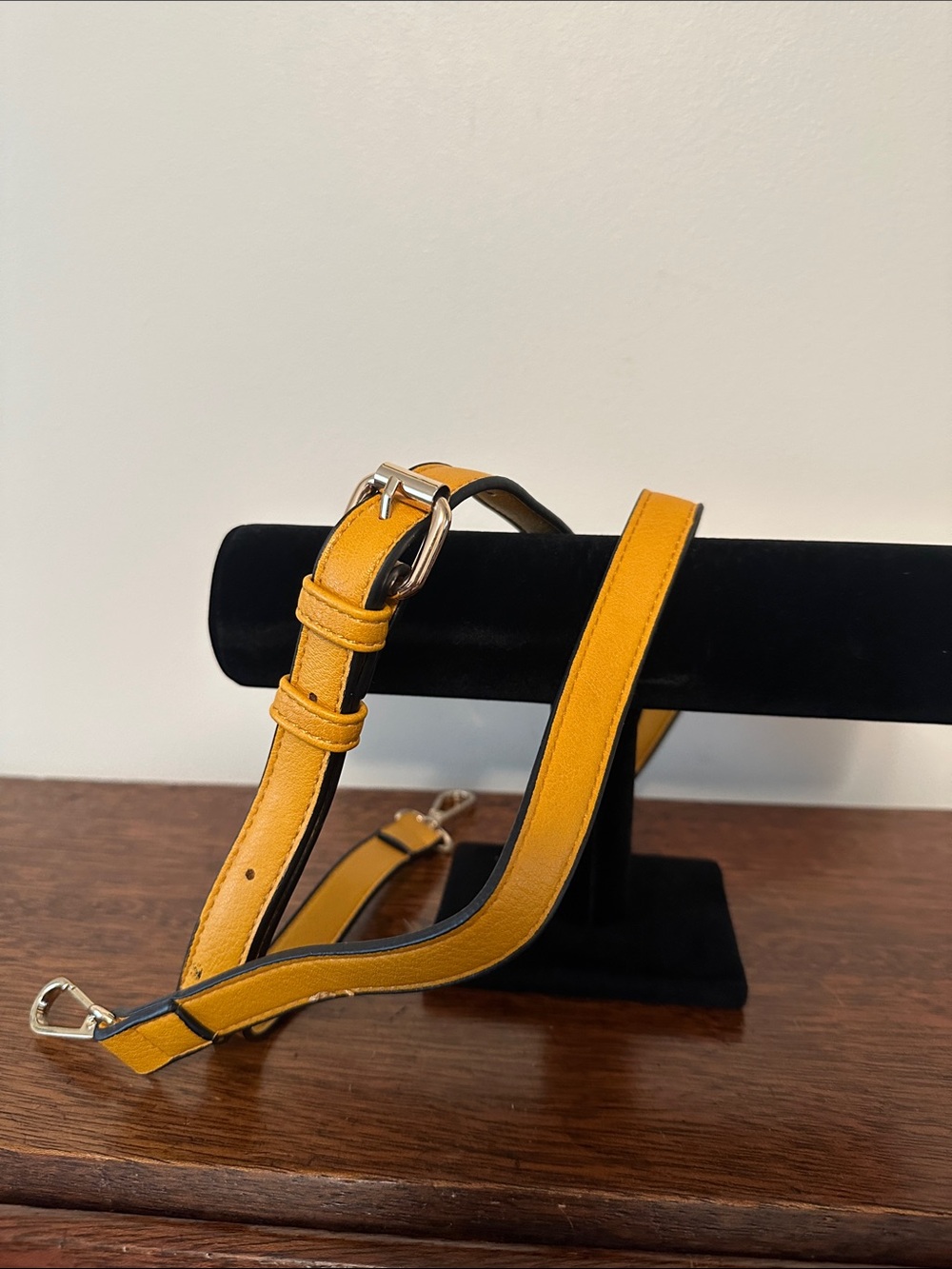 Adjustable Yellow Leather Crossbody Strap